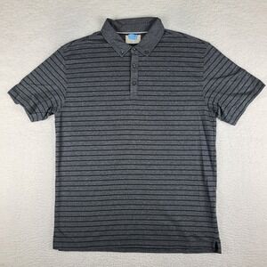 Linksoul Polo Shirt Mens XL Black Dark Gray Striped Luxury Cotton Short Sleeve